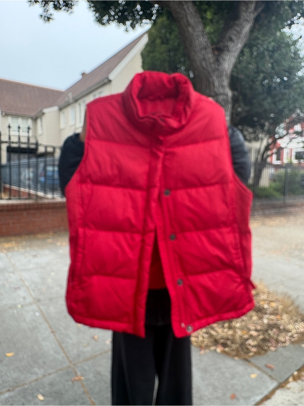 Women's Red Puffer Vest - warm Sleeveless vest xl